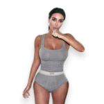 kim wearing skims cotton rib tank black front view