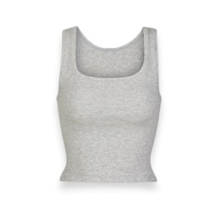 SKIMS grey tank top made from soft, breathable fabric designed for all-day comfort and style.
