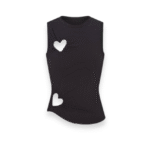 Cute heart-themed cotton tank top in soot shade.