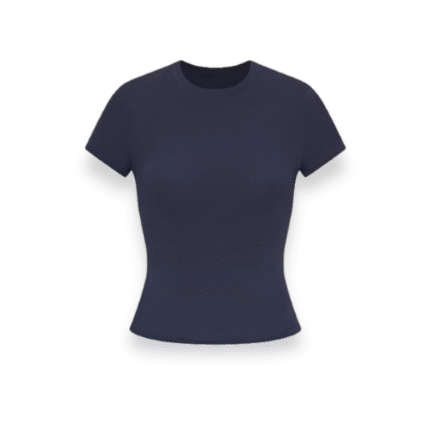 SKIMS navy blue t-shirt from the Fits Everybody collection, designed for everyday comfort with a sleek, flattering fit.