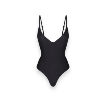 Thong bodysuit with built-in push-up support and sculpting fit.