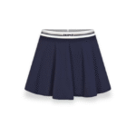 SKIMS navy tennis skirt featuring a sleek design and comfortable fit, perfect for active wear or casual outings.