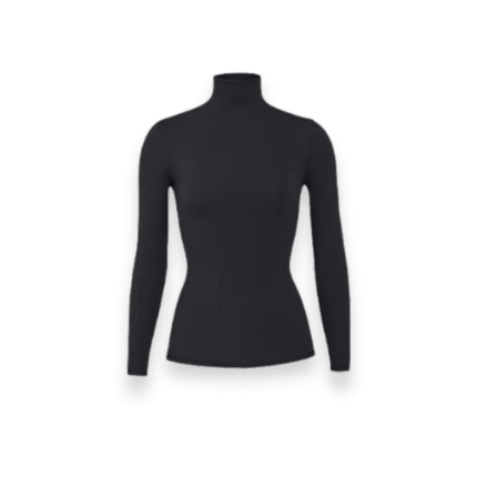 SKIMS black turtleneck top with a sleek, comfortable fit designed to suit every body shape and style.
