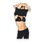 Close-up of pierced nipple push-up bra with sculpted lift