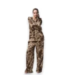 dolce and gabbana x skims silk long sleeve sleep set leopard