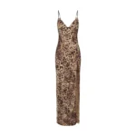 Skims x Dolce Gabbana Silk Long Slip Dress Leopard