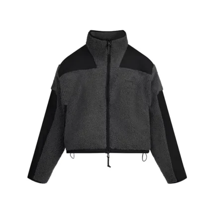 skims teddy boxy zip up jacket ash