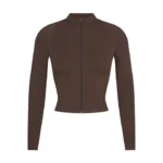 NIKE SKIMS MATTE MOCK NECK FULL ZIP JACKET SEPIA