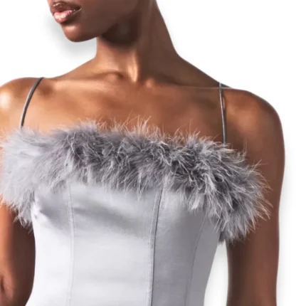 Skims Silk Feather Trim Corset front